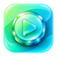 Logotipo do app VidMint – moeda verde-menta com botão de play